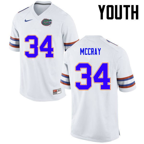 Florida Gators Youth #34 Lerentee McCray College Football Jersey White